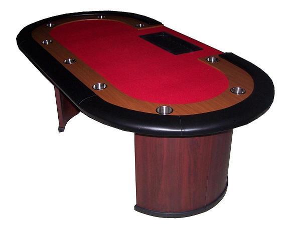 mesa poker oval rojo alta gama casino